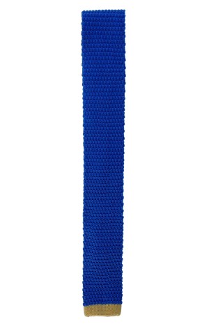 SILK BLUE WITH YELLOW KNITTED TIE